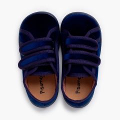 Baskets velours barefoot double scratch Bleu Marine