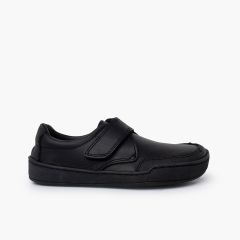 Chaussures école barefoot cuir garçon Noir