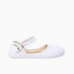 Chaussures babies échancrées femme lin fin Blanc