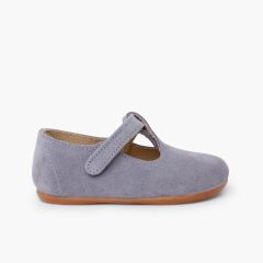 Salomés barefoot suéde garçon premiers pas Bleu Cobalt