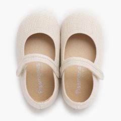 Babies barefoot lin fermeture scratch Écru