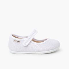 Babies barefoot lin brillant à scratch Blanc