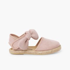 Espadrilles fille nœud effet suédé Couleur Chair