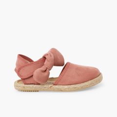 Espadrilles fille nœud effet suédé Rose Claire