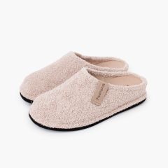 Chaussons sabot tissu éponge Écru