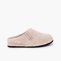 Chaussons sabot tissu éponge Écru