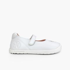 Chaussures babies barefoot cuir papillon Blanc