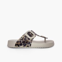 Sandales plastique femme Bari animal print Sable