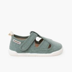Sandales fermées barefoot toile garçon Vert