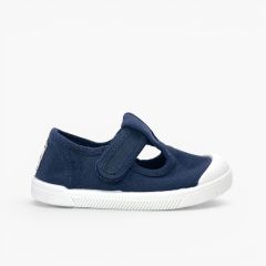 Chaussures salomés barefoot toile lavée garçon Bleu Marine