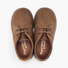 Derbies barefoot effet cuir lacets fins col rembourré Couleur Cuir