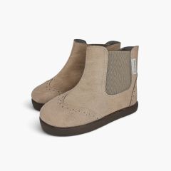 Bottines barefoot fille détails façon brogue Taupe