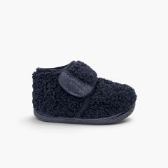 Chaussons barefoot effet peau de mouton Bleu Marine