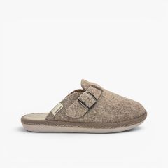 Chaussons type sabot souples feutre boucle Taupe