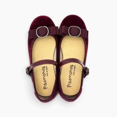 Babies velours nœud boucle Bordeaux