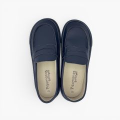 Mocassins scolaires barefoot enfants Bleu Marine