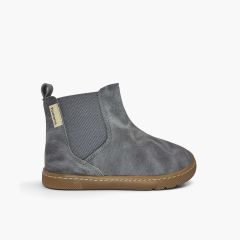 Bottines barefoot effet vieilli enfants Gris