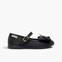 Babies fille effet cuir nœud Noir
