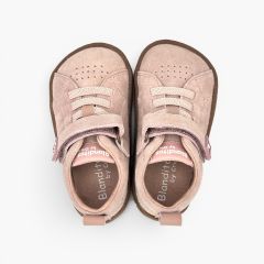 Baskets Blanditos suède fermeture combinée premiers pas Rose