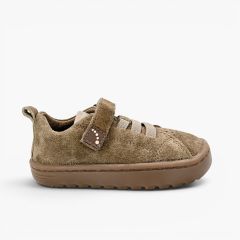 Baskets Blanditos suède fermeture combinée premiers pas vison