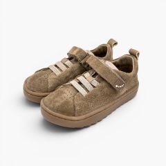 Baskets Blanditos suède fermeture combinée premiers pas vison