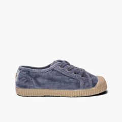 Baskets velours côtelé doux bout caoutchouc Bleu Marine