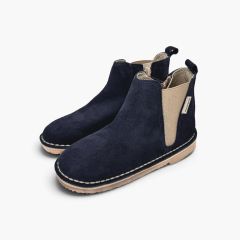 Bottines Chelsea suède élastiques et fermeture éclair Bleu Marine