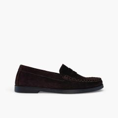 Mocassins enfant suède chaussures habillés Marron