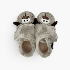 Chaussons bottines petit chien enfants Taupe