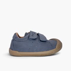 Baskets souples barefoot effet nubuck Bleu