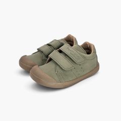 Baskets souples barefoot effet nubuck Vert mer foncé