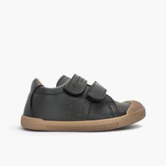 Baskets barefoot effet cuir semelle contrastée Marron