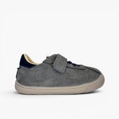 Baskets barefoot effet suède fermeture combinée Gris