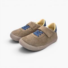Baskets barefoot effet suède fermeture combinée Taupe
