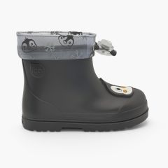 Bottines de pluie barefoot ajustables animaux Anthracite