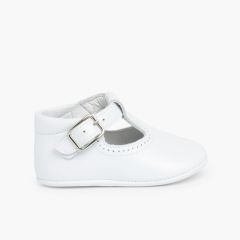 Salomés en cuir pour bébés Blanc