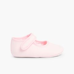Chaussures babies en toile à scratch pour bébé Rose