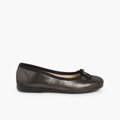 Ballerines Fille et Femme effet brillant Noir