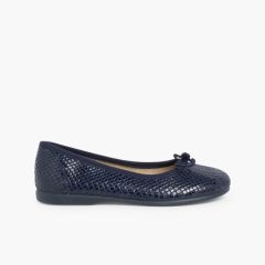 Ballerines Fille Print Serpent  Bleu Marine