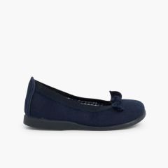 Ballerines pour Fille Premiers Pas avec Ruban et Elastique Bleu Marine