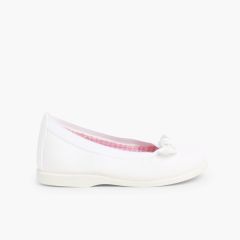 Ballerines pour Fille Premiers Pas avec Ruban et Elastique Blanc
