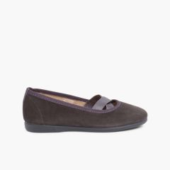 Ballerines Fille ruban croisé style ballet  Gris
