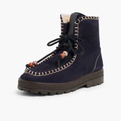 Botte en suéde Doublure imitation peau de mouton Bleu Marine
