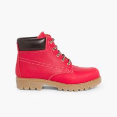 Bottes Enfants et Adultes style alpiniste Rouge