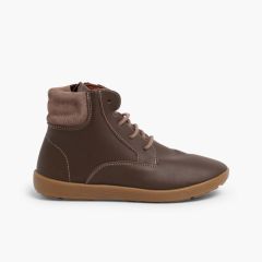 Bottines en cuir pour garçon avec fermeture éclair latérale Marron