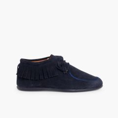 Bottines Enfant et Femme à franges Bleu Marine