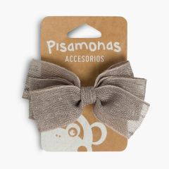Barrette pour Cheveux avec Ruban Raphia Gris foncé