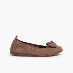 Ballerines pour Fille et Femme avec Double nœud  Taupe