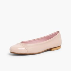 Ballerines Fille & Femme en Cuir Verni et Cuir Nappa Couleur Chair