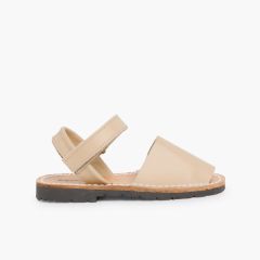Sandales Avarcas cuir nappa et à scratch pour Enfant  Sable